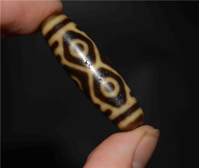 Real Tibet Ancient Dragon Six Eyes Dzi Bead Amulet Pendant Himalayan Agate 6 Eyed Gzi Old Antique Talisman