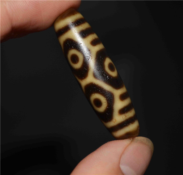 Real Tibet Ancient Dragon Six Eyes Dzi Bead Amulet Pendant Himalayan Agate 6 Eyed Gzi Old Antique Talisman