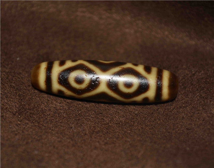 Real Tibet Ancient Dragon Six Eyes Dzi Bead Amulet Pendant Himalayan Agate 6 Eyed Gzi Old Antique Talisman