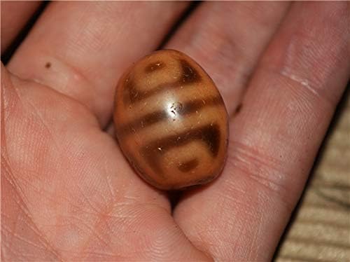 Real Tibet Ancient Lotus Dzi Bead Pendant Amulet Himalayan Agate Genuine Six Eyes Gzi Old Antique Talisman