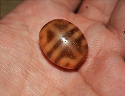 Real Tibet Ancient Lotus Dzi Bead Pendant Amulet Himalayan Agate Genuine Six Eyes Gzi Old Antique Talisman