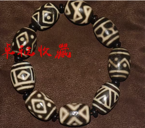 Real Tibet Ancient Nine Eyes Dzi Bead Amulet Bracelet Himalaya Agate Genuine Two Eyed Pure Gzi Old Antique Talisman