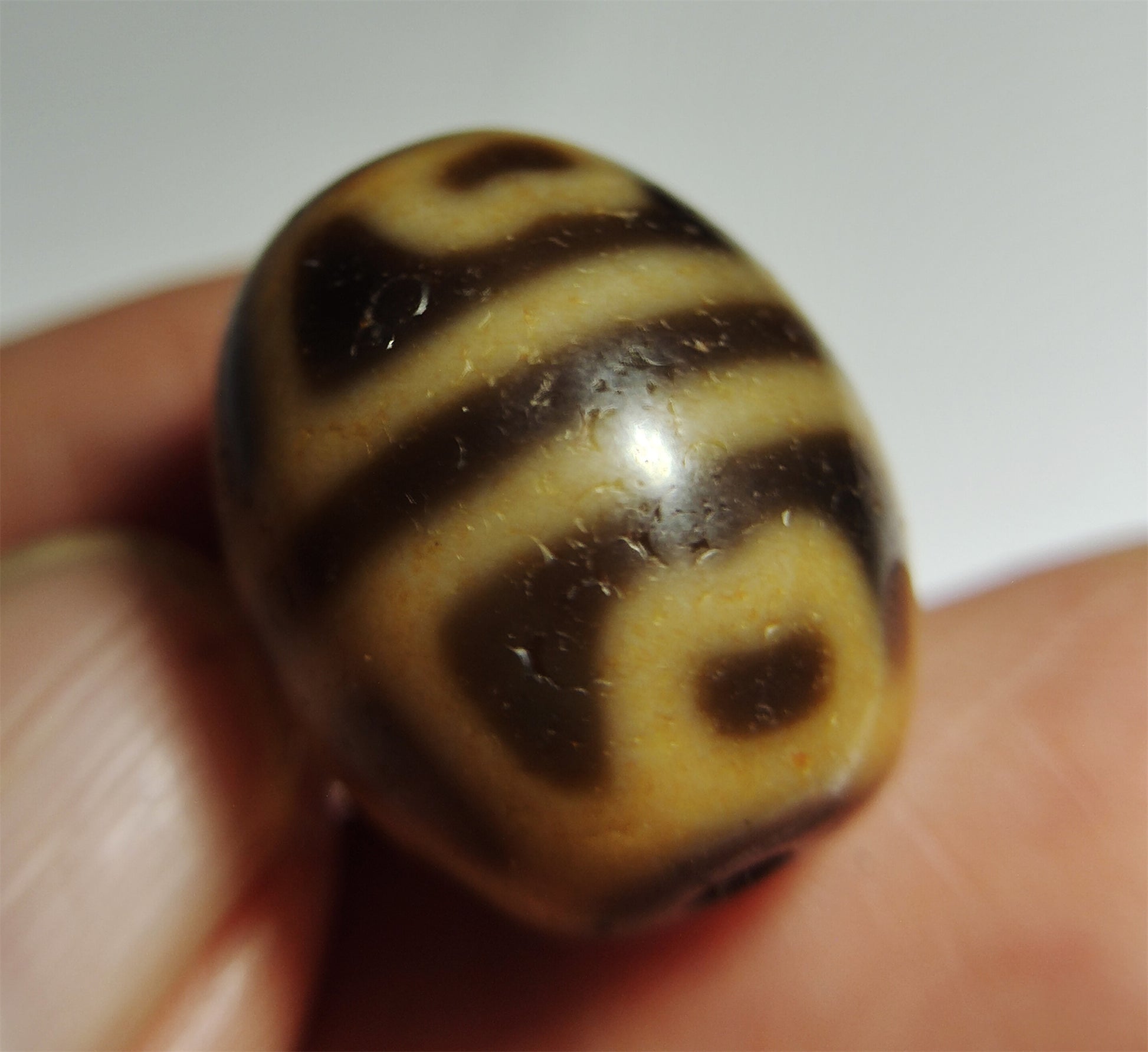 Real Tibet Ancient Six Eyes Lotus Dzi Bead Pendant Amulet Himalayas Agate Genuine Gzi Old Antique Talisman