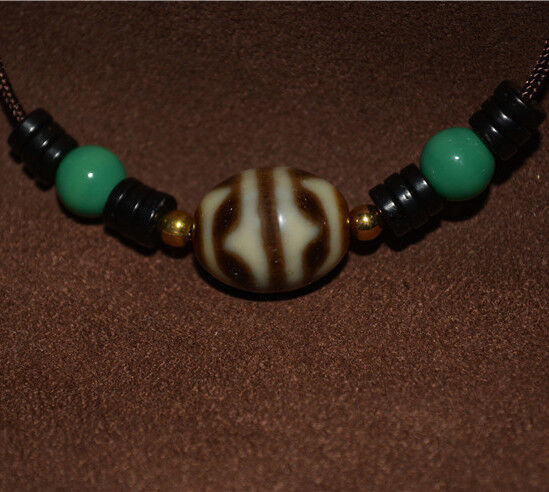 Real Tibet Ancient Tiger Tooth Dzi Bead Amulet Himalaya Agate Pure Water Wave Gzi Old Antique Talisman Bracelet