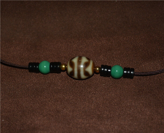 Real Tibet Ancient Tiger Tooth Dzi Bead Amulet Himalaya Agate Pure Water Wave Gzi Old Antique Talisman Bracelet