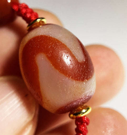 Real Tibet Old Ancient Tiger Tooth Dzi Bead Amulet Pendant Himalayan Agate Pure Water Wave Zigzag Gzi Antique Real Talisman Bracelet