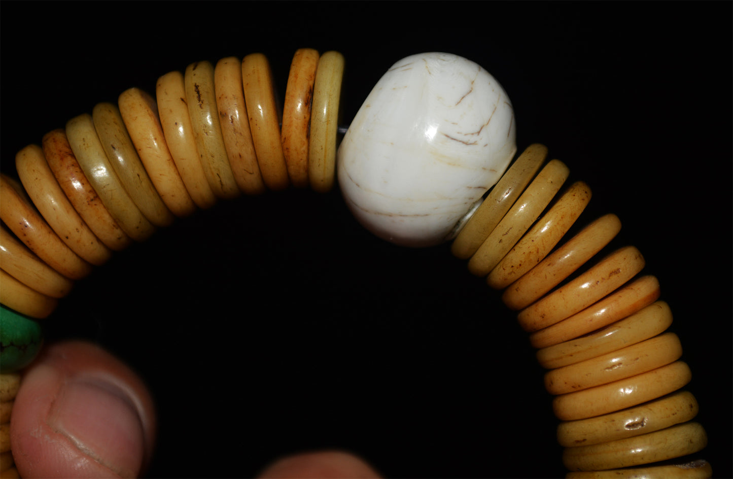 Real Tibet Old Antique Kapala Bone Bracelet Mala Prayer Beads Rosary Himalayan Amulet Shell