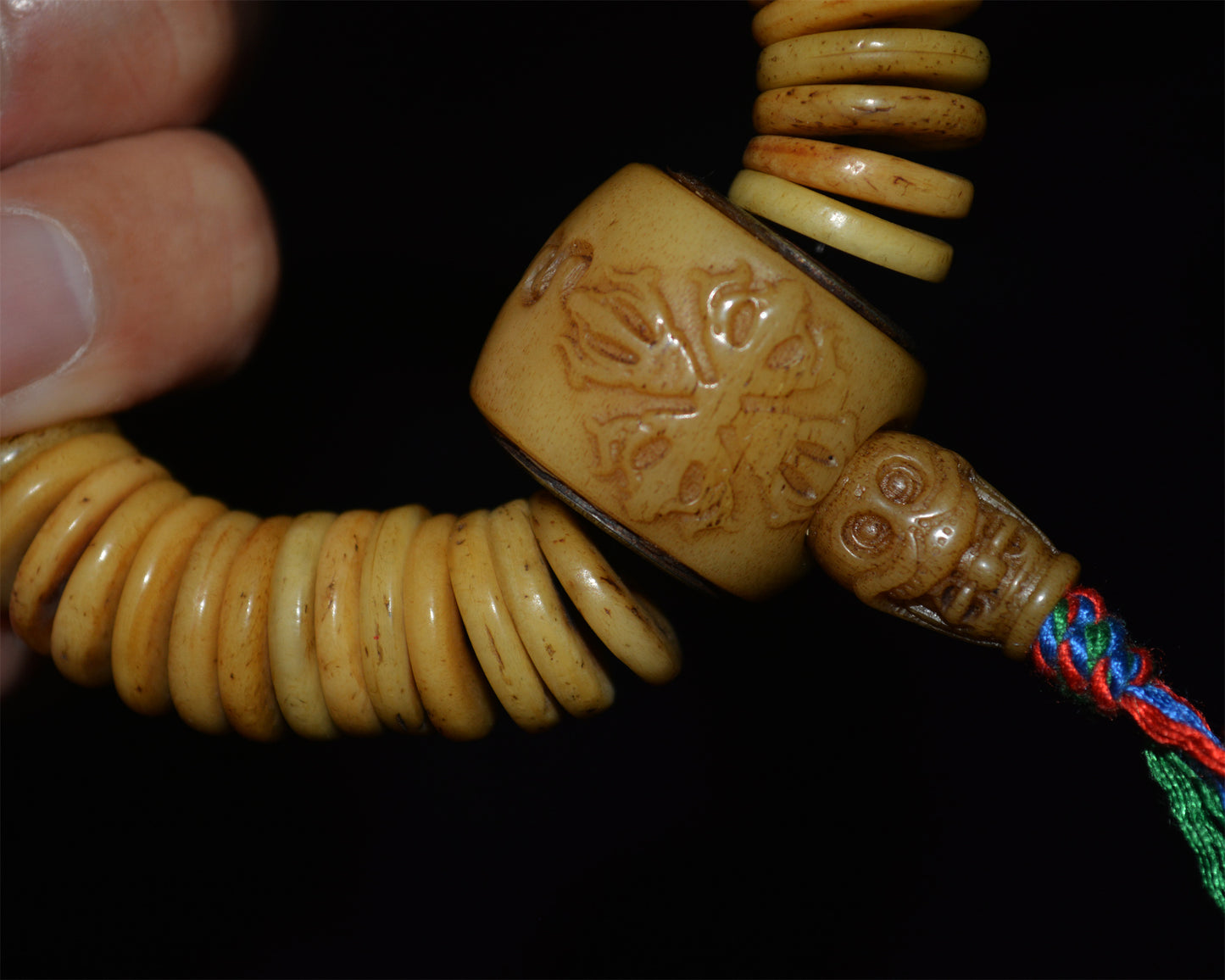 Real Tibet Old Antique Kapala Bone Bracelet Mala Prayer Beads Rosary Himalayan Amulet Shell