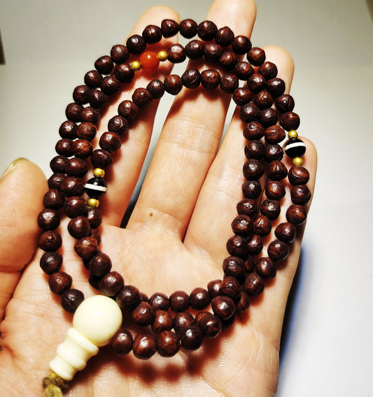 Real Tibet Old Antique 108 Phoenix Eye Bodhi Seeds Mala Prayer Beads Rosary Bracelet Nepal Fengyan Puti Buddhism Himalaya