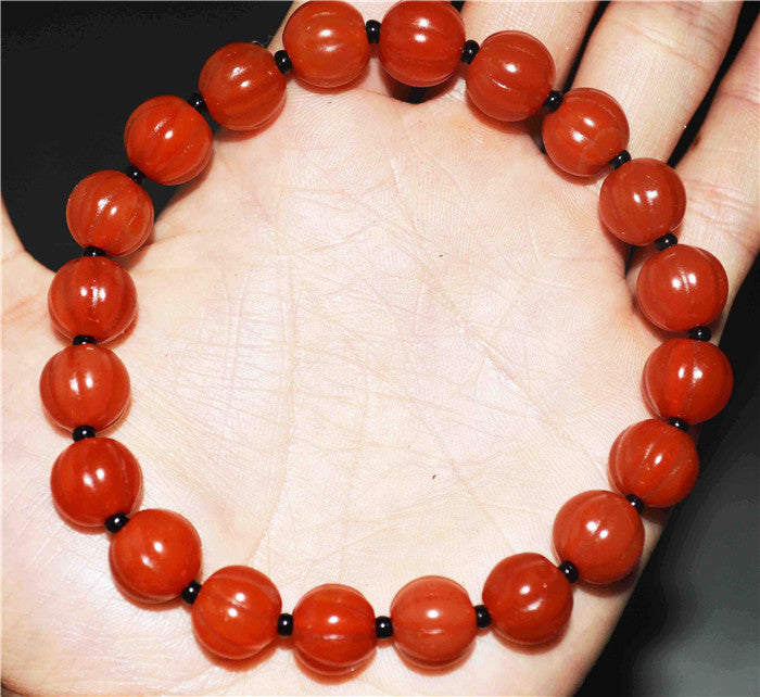 Real Tibet Old Antique Red Agate Pema Raka Bracelet Mala Prayer Beads Melon Nanhong Carnelian Rosary Pumpkin Himalayas