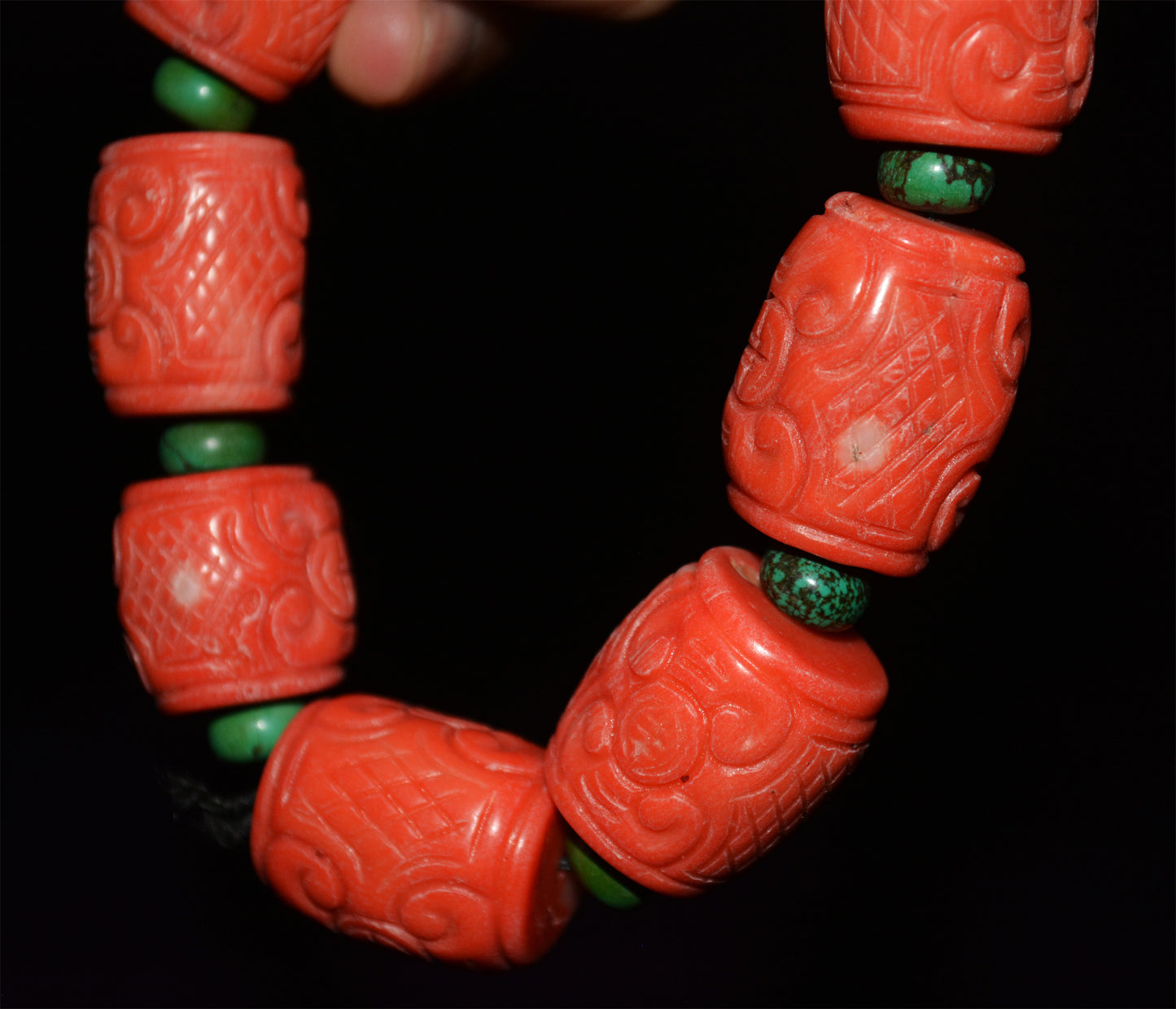 Real Tibet Old Antique Red Coral Bracelet Mala Prayer Beads Genuine Himalayan