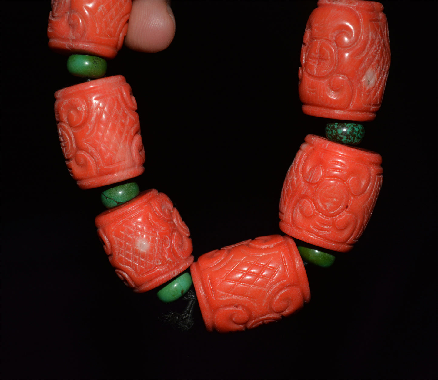 Real Tibet Old Antique Red Coral Bracelet Mala Prayer Beads Genuine Himalayan