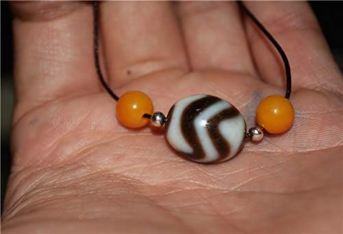 Real Tibetan Ancient Agate Tiger Tooth Dzi Bead Amulet Himalayan Zigzag Water Wave Pure Old Gzi Bracelet Pendant