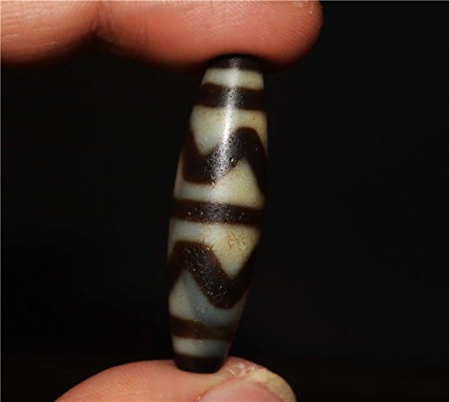 Real Tibetan Ancient Agate Tiger Tooth Pure Dzi Bead Amulet Himalayan Zigzag Water Wave Old Bracelet Pendant Talisman
