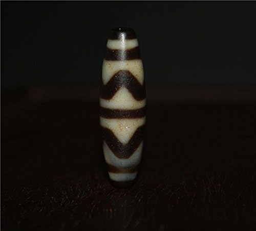 Real Tibetan Ancient Agate Tiger Tooth Pure Dzi Bead Amulet Himalayan Zigzag Water Wave Old Bracelet Pendant Talisman