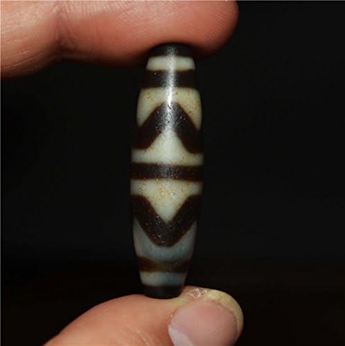Real Tibetan Ancient Agate Tiger Tooth Pure Dzi Bead Amulet Himalayan Zigzag Water Wave Old Bracelet Pendant Talisman