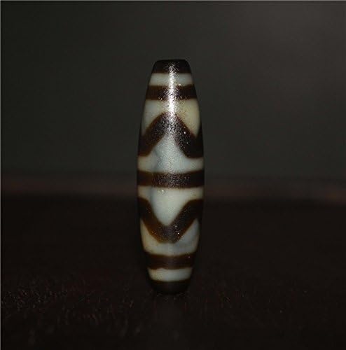Real Tibetan Ancient Agate Tiger Tooth Pure Dzi Bead Amulet Himalayan Zigzag Water Wave Old Bracelet Pendant Talisman