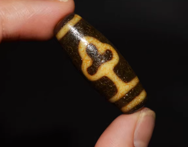 Real Tibetan Ancient Bodhi Leaf Dzi Bead Amulet Himalayan Pure Special Gzi Pendant Genuine Old Antique Agate Talisman Bracelet