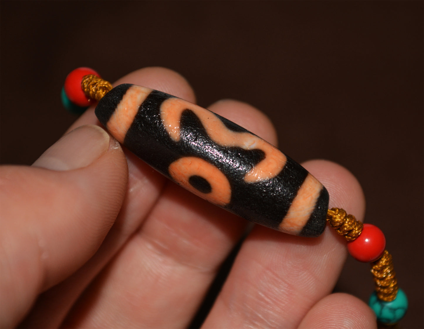 Real Tibetan Ancient Cinnabar Ruyi Two Eyes Dzi Bead Pendant Amulet Himalaya Old Antique Bloodspots Agate Nepal 2 Eyed Pure Gzi Talisman Bracelet