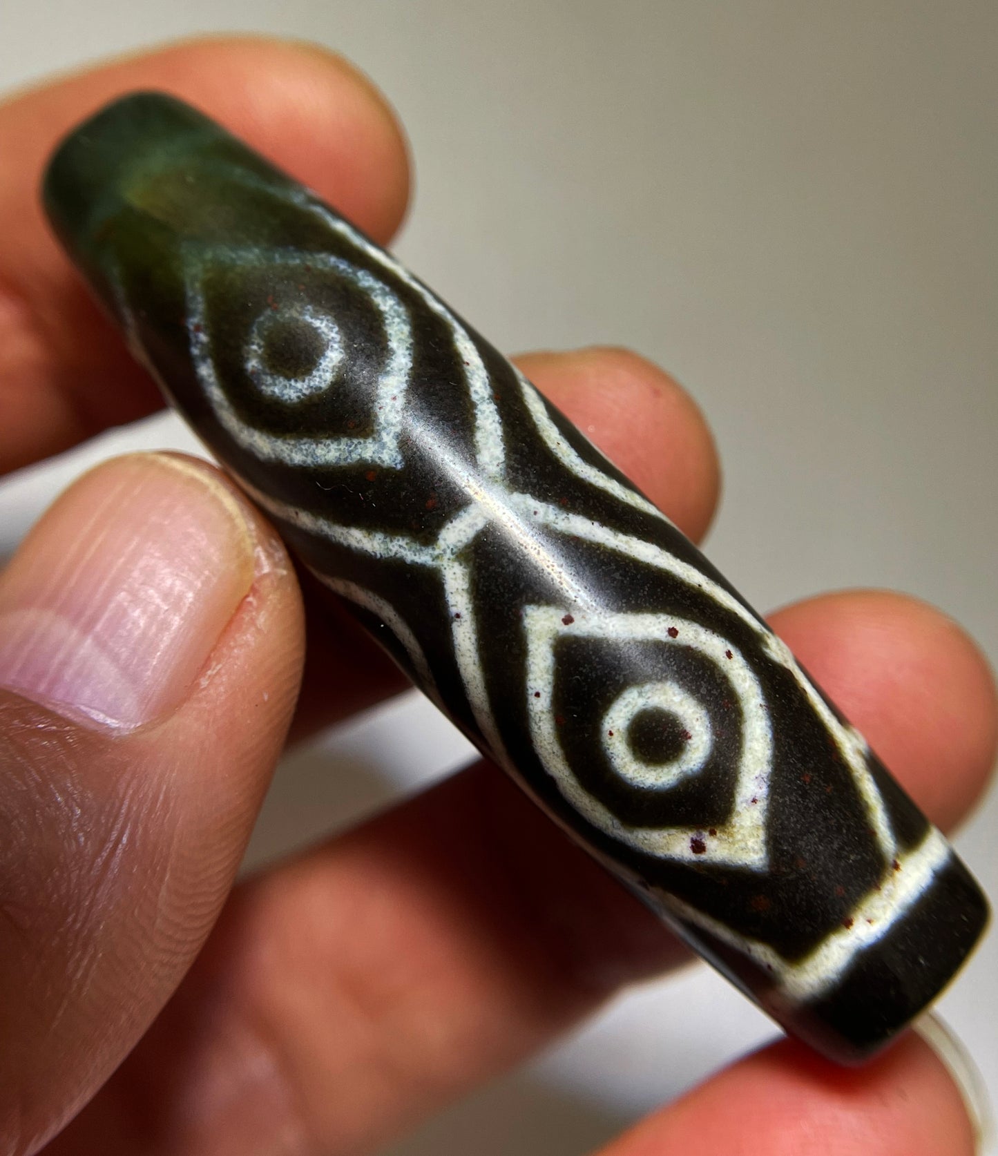 Real Tibetan Ancient Dragon Six Eyes Dzi Bead Pendant Amulet Himalayan Old Antique Agate Cinnabar Bloodspots 6 Eyed Pure Gzi Talisman