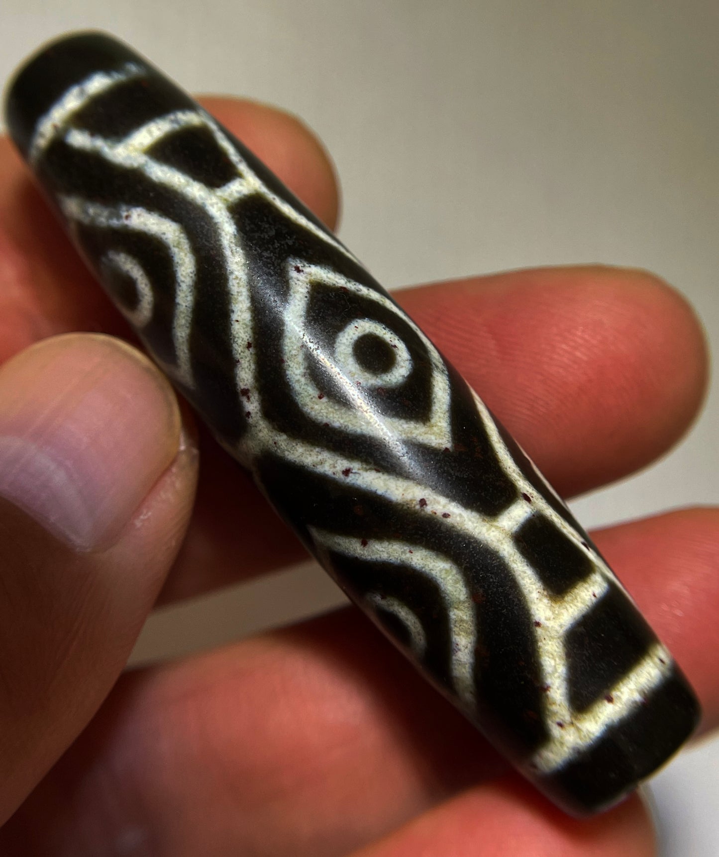 Real Tibetan Ancient Dragon Six Eyes Dzi Bead Pendant Amulet Himalayan Old Antique Agate Cinnabar Bloodspots 6 Eyed Pure Gzi Talisman