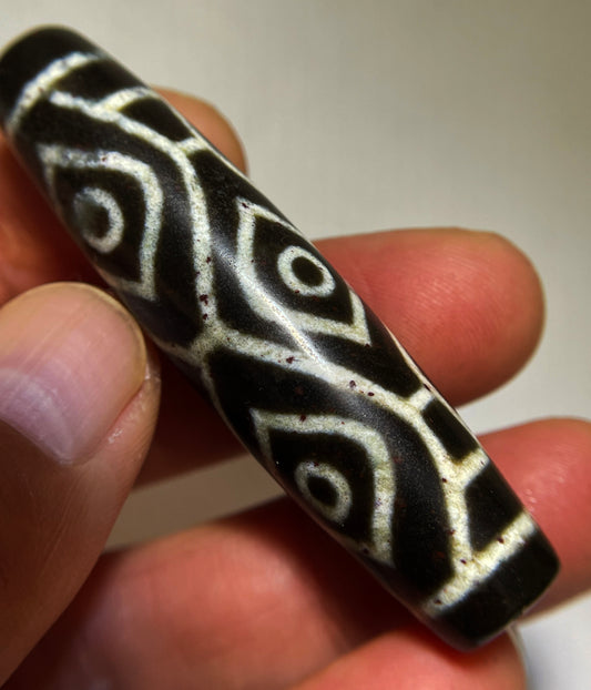 Real Tibetan Ancient Dragon Six Eyes Dzi Bead Pendant Amulet Himalayan Old Antique Agate Cinnabar Bloodspots 6 Eyed Pure Gzi Talisman
