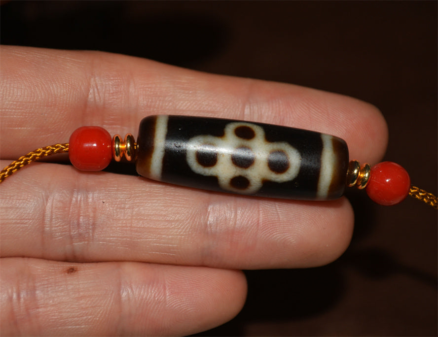 Real Tibetan Ancient Five Eyed Lightning Dzi Bead Amulet Himalaya Pure 5 Eyes Gzi Pendant Genuine Old Antique Agate Talisman Bracelet