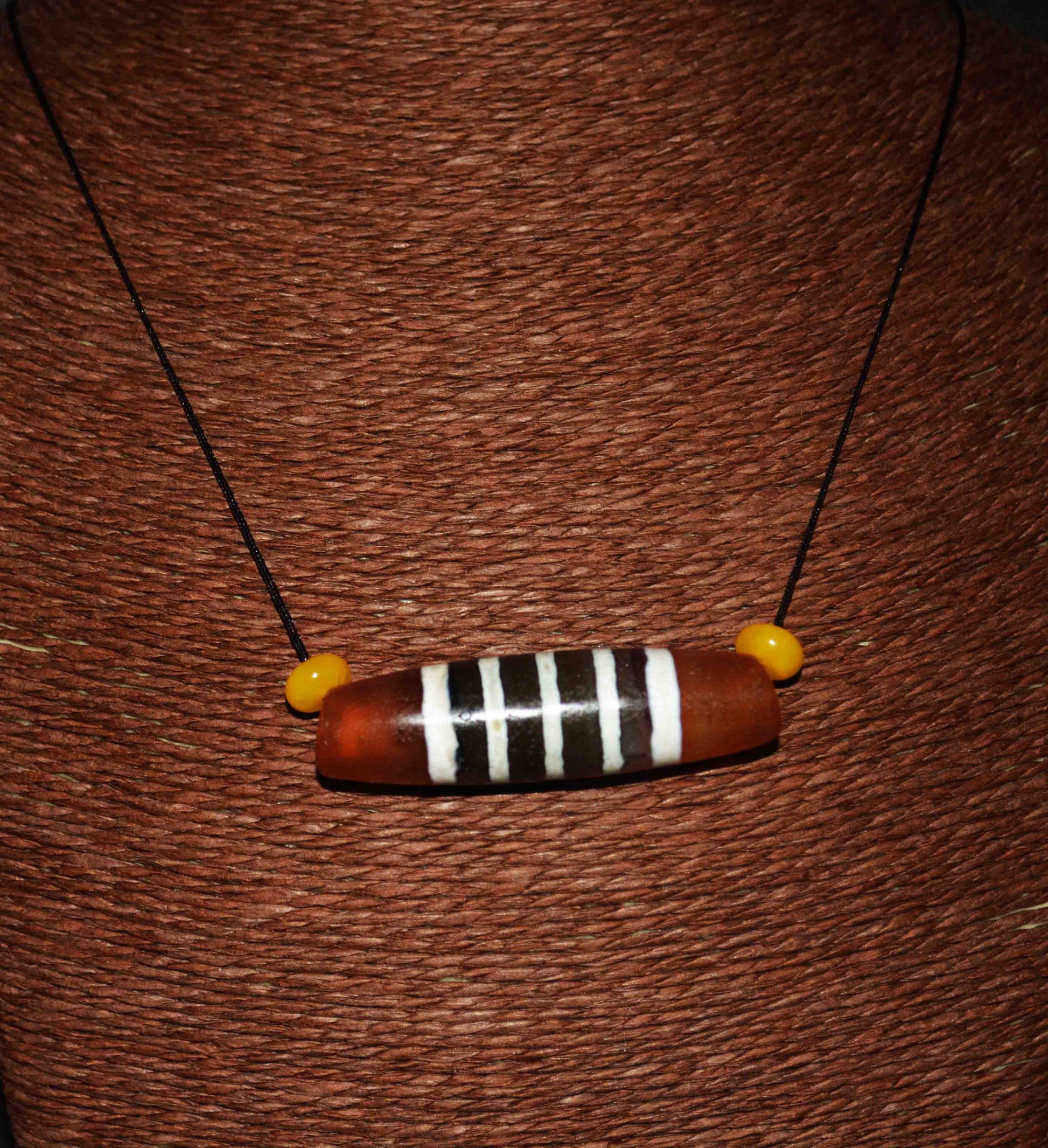 Real Tibetan Ancient Five Stripes Dzi Bead Amulet Pendant Himalayas Pure Striped Gzi Talisman