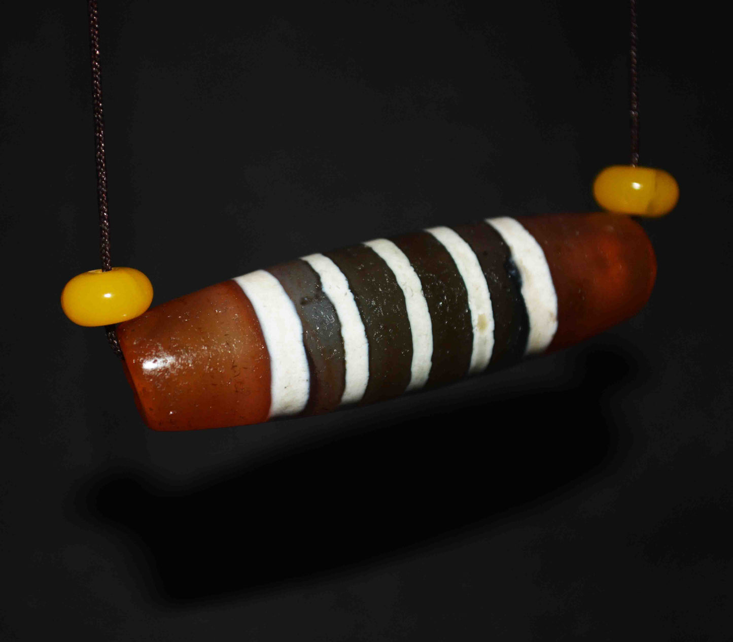 Real Tibetan Ancient Five Stripes Dzi Bead Amulet Pendant Himalayas Pure Striped Gzi Talisman