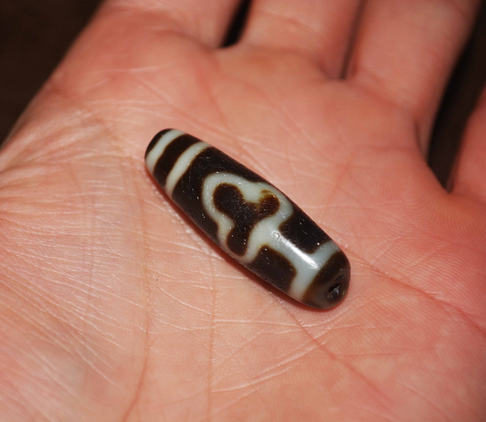 Real Tibetan Ancient Bodhi Leaf Dzi Bead Amulet Himalaya Pure Special Gzi Pendant Genuine Old Antique Agate Talisman Bracelet