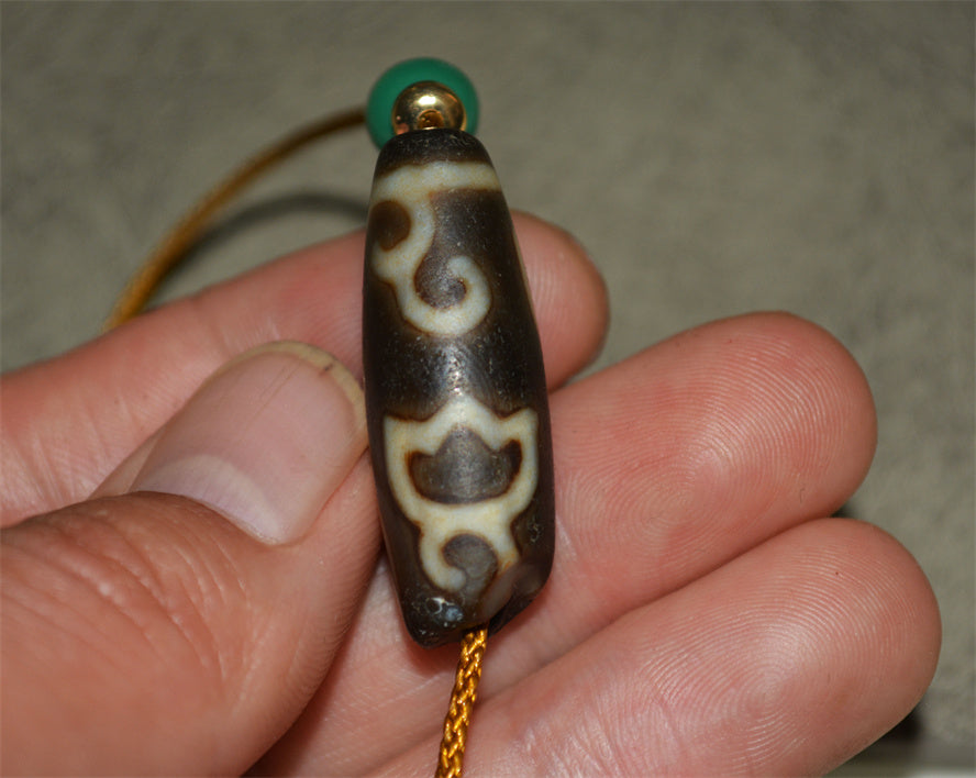 Real Tibetan Ancient Lotus Dzi Bead Amulet Pendant Agate Himalaya Genuine Broken Gzi Old Antique Nepal Carnelian Talisman Bracelet