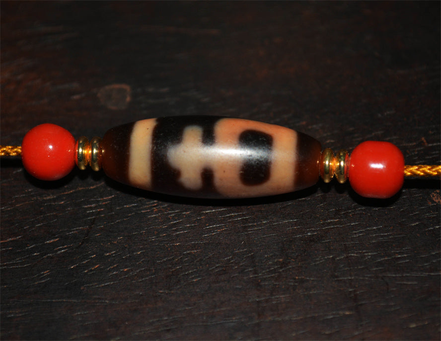 Real Tibetan Ancient Nectar Bottle Dzi Bead Amulet Cinnabar Bloodspots Himalaya Pure Gzi Pendant Genuine Old Antique Agate Talisman Bracelet