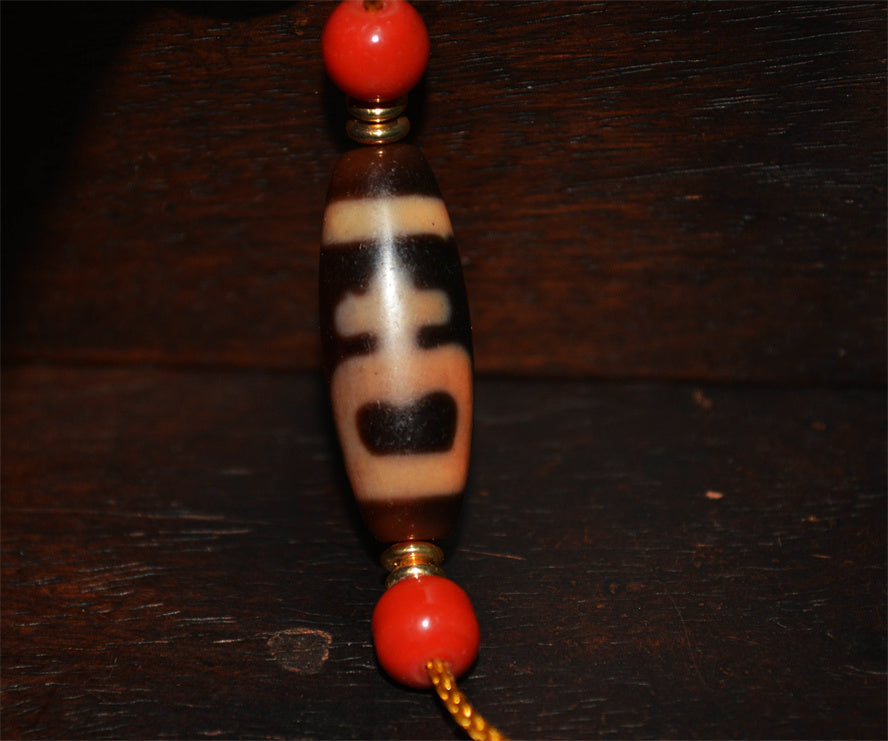 Real Tibetan Ancient Nectar Bottle Dzi Bead Amulet Cinnabar Bloodspots Himalaya Pure Gzi Pendant Genuine Old Antique Agate Talisman Bracelet