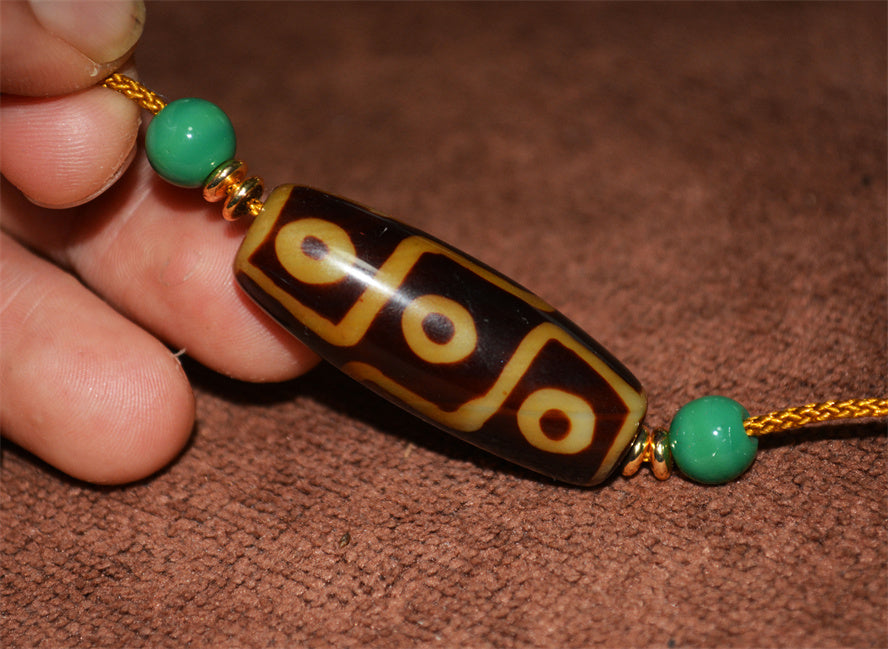 Real Tibetan Ancient Nine Eyed Dzi Bead Amulet Himalaya Pure 9 Eyes Gzi Pendant Genuine Old Antique Agate Talisman Bracelet