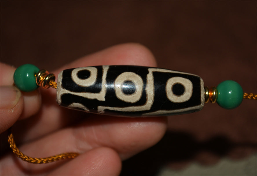 Old Ancient Tibetan & Tasso Nine-Eyed hot Dzi Bead Authentic Amulet Pendant Jewelry