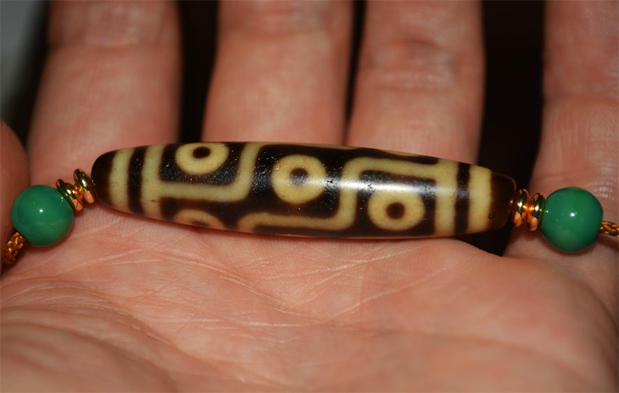 Ancient Nine Eyed Dzi Bead Pendant Real Tibetan Amulet Pure 9 Eyes Gzi Genuine Himalaya Old Antique Agate Talisman Bracelet