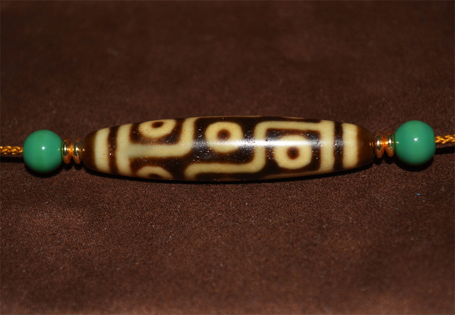 Ancient Nine Eyed Dzi Bead Pendant Real Tibetan Amulet Pure 9 Eyes Gzi Genuine Himalaya Old Antique Agate Talisman Bracelet