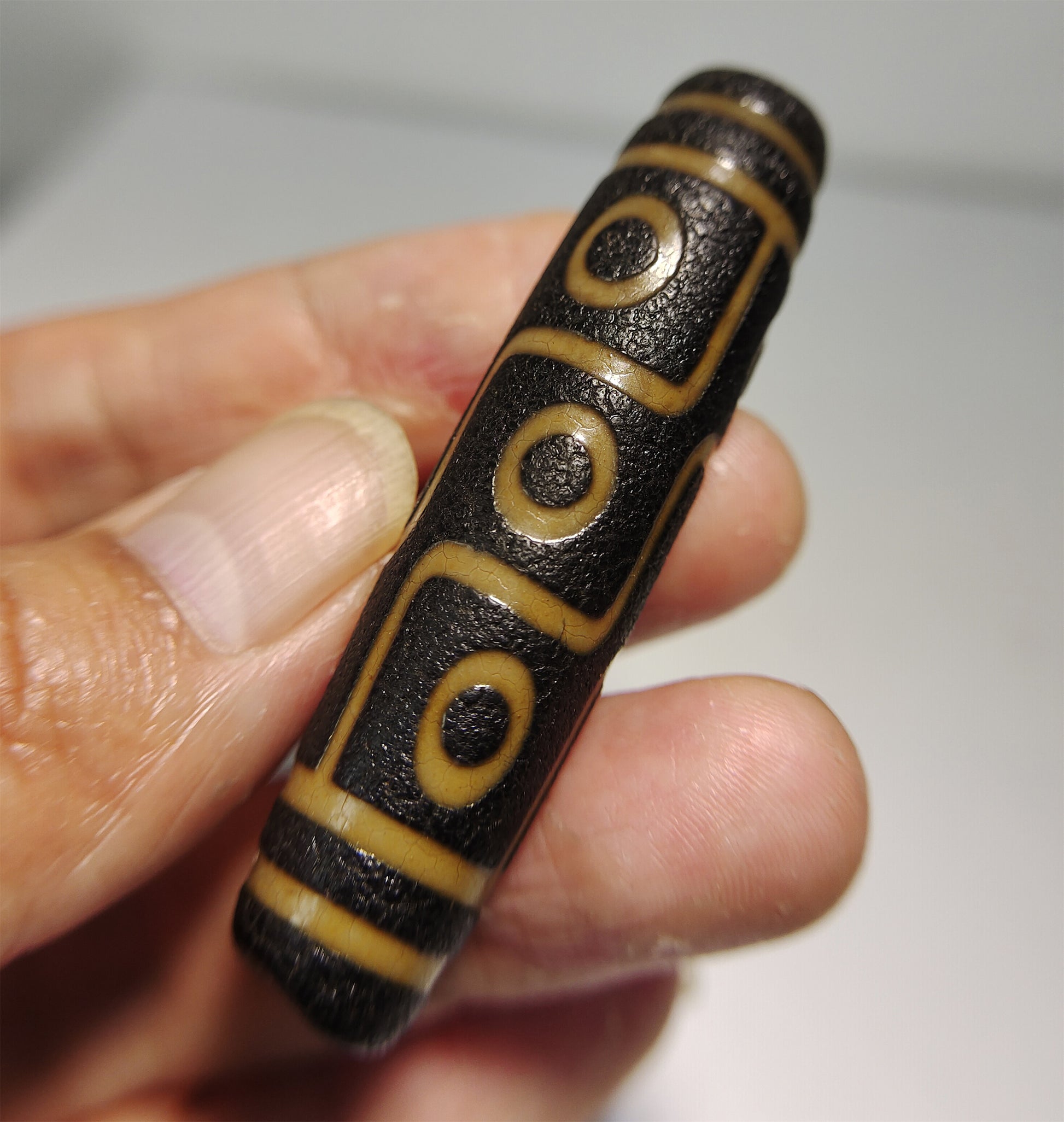 Real Tibetan Ancient Nine Eyes Dzi Bead Amulet