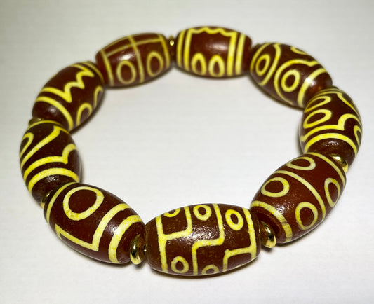 Real Tibetan Ancient Nine Eyes Dzi Bead Bracelet Amulet Himalayan Old Antique Genuine Agate Nepal One Two Three Four Five Six Seven Eight Eyed Talisman Mala