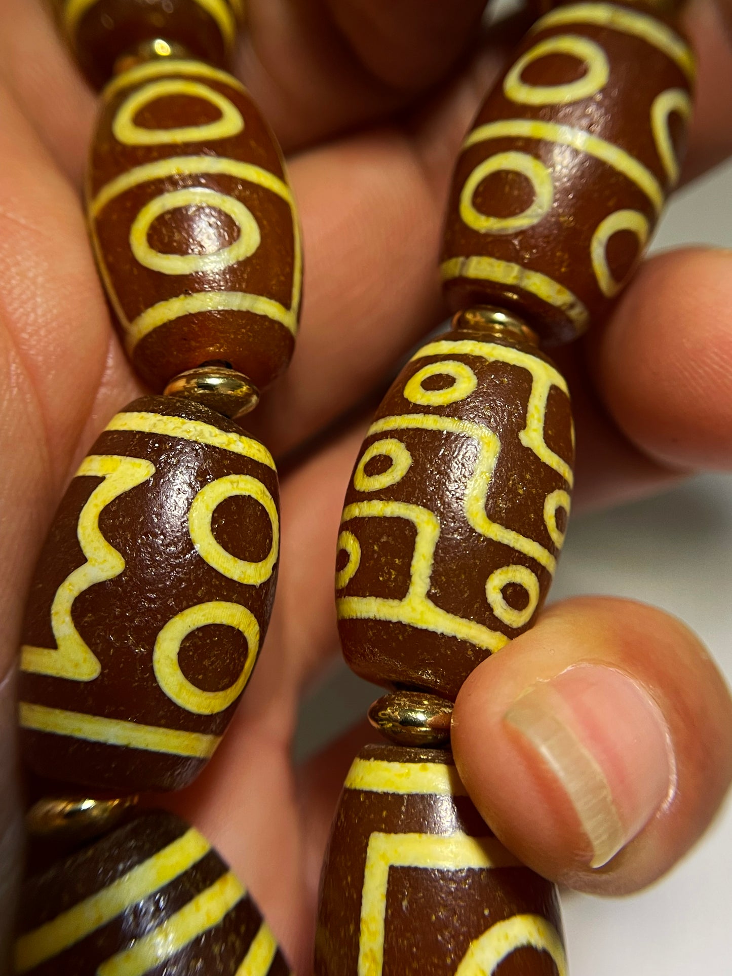 Real Tibetan Ancient Nine Eyes Dzi Bead Bracelet Amulet Himalayan Old Antique Genuine Agate Nepal One Two Three Four Five Six Seven Eight Eyed Talisman Mala