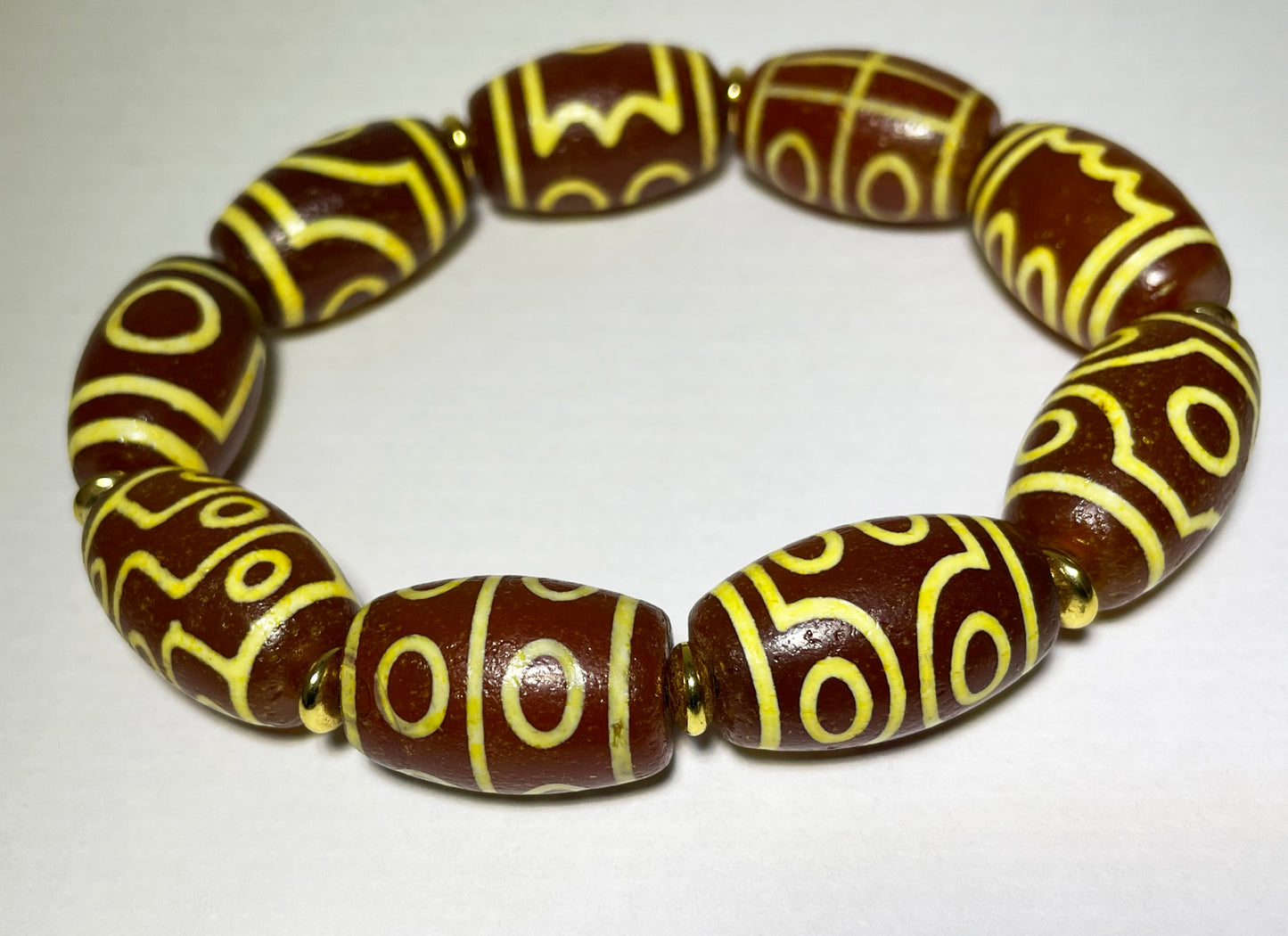 Real Tibetan Ancient Nine Eyes Dzi Bead Bracelet Amulet Himalayan Old Antique Genuine Agate Nepal One Two Three Four Five Six Seven Eight Eyed Talisman Mala
