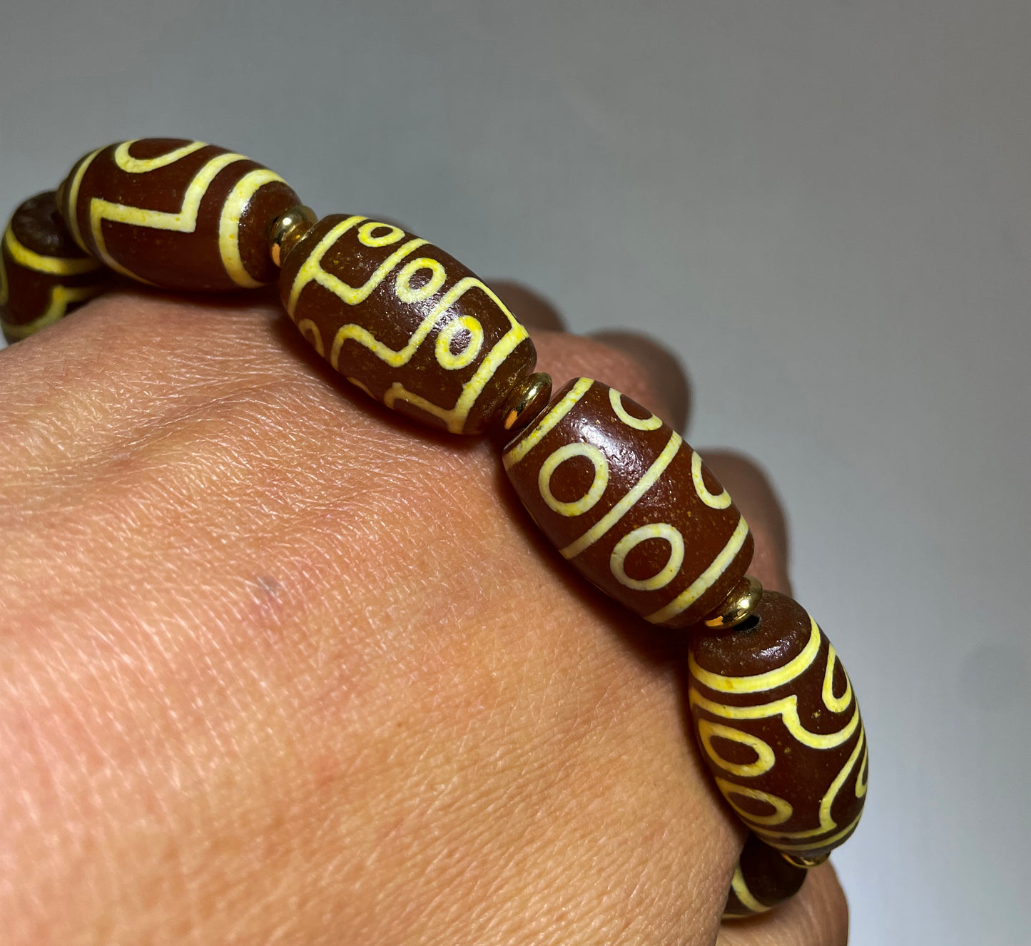 Real Tibetan Ancient Nine Eyes Dzi Bead Bracelet Amulet Himalayan Old Antique Genuine Agate Nepal One Two Three Four Five Six Seven Eight Eyed Talisman Mala