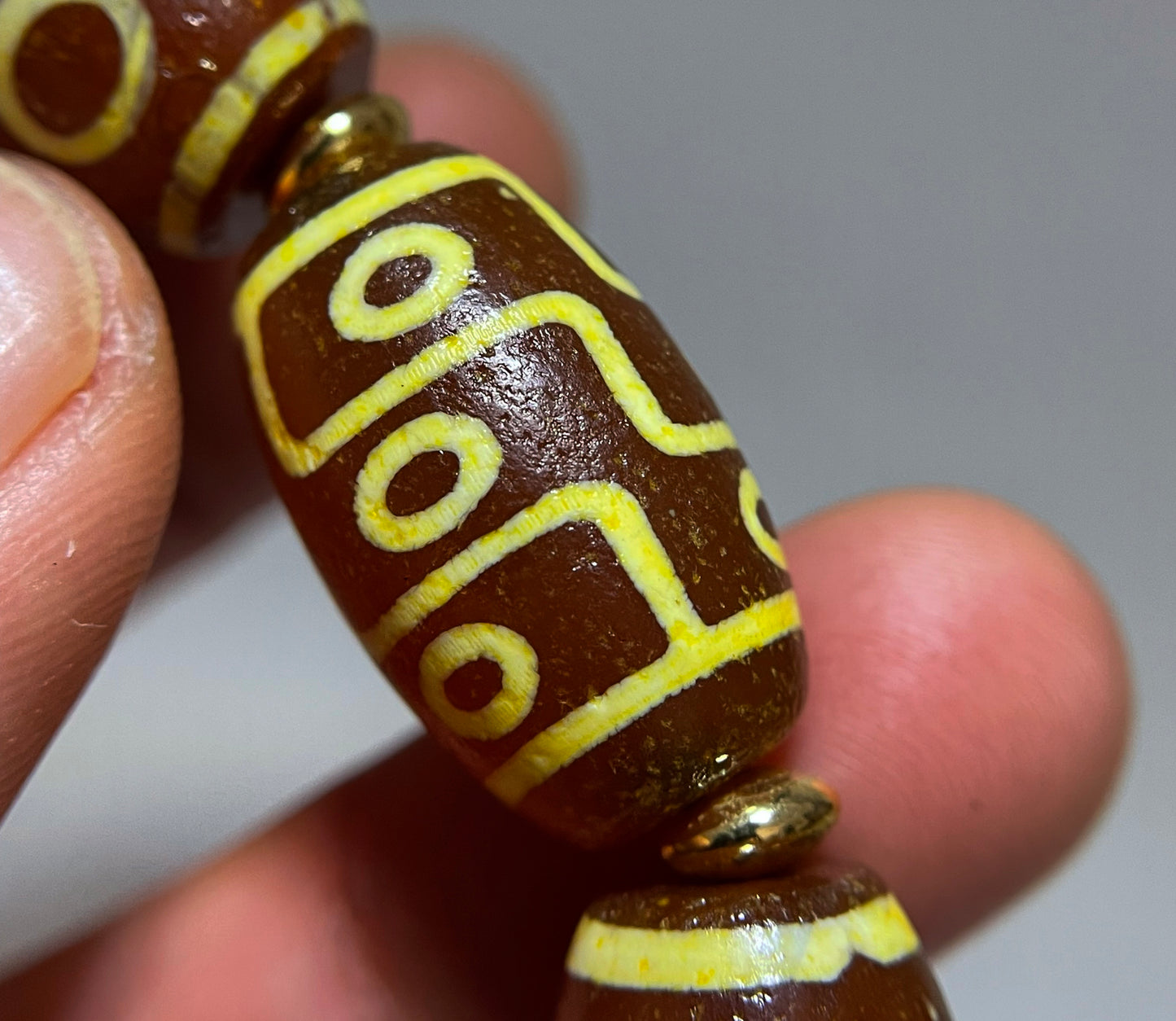 Real Tibetan Ancient Nine Eyes Dzi Bead Bracelet Amulet Himalayan Old Antique Genuine Agate Nepal One Two Three Four Five Six Seven Eight Eyed Talisman Mala
