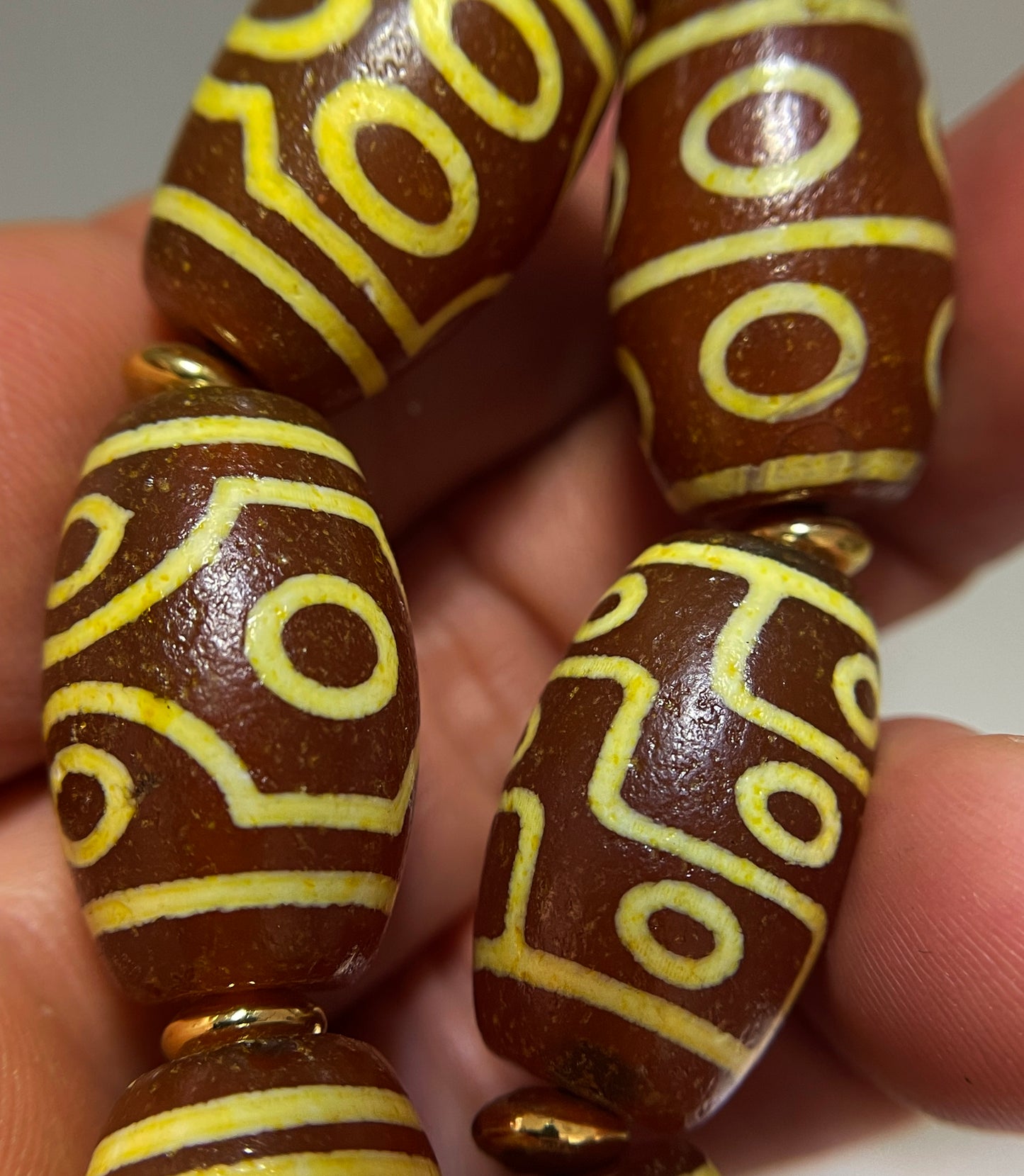 Real Tibetan Ancient Nine Eyes Dzi Bead Bracelet Amulet Himalayan Old Antique Genuine Agate Nepal One Two Three Four Five Six Seven Eight Eyed Talisman Mala