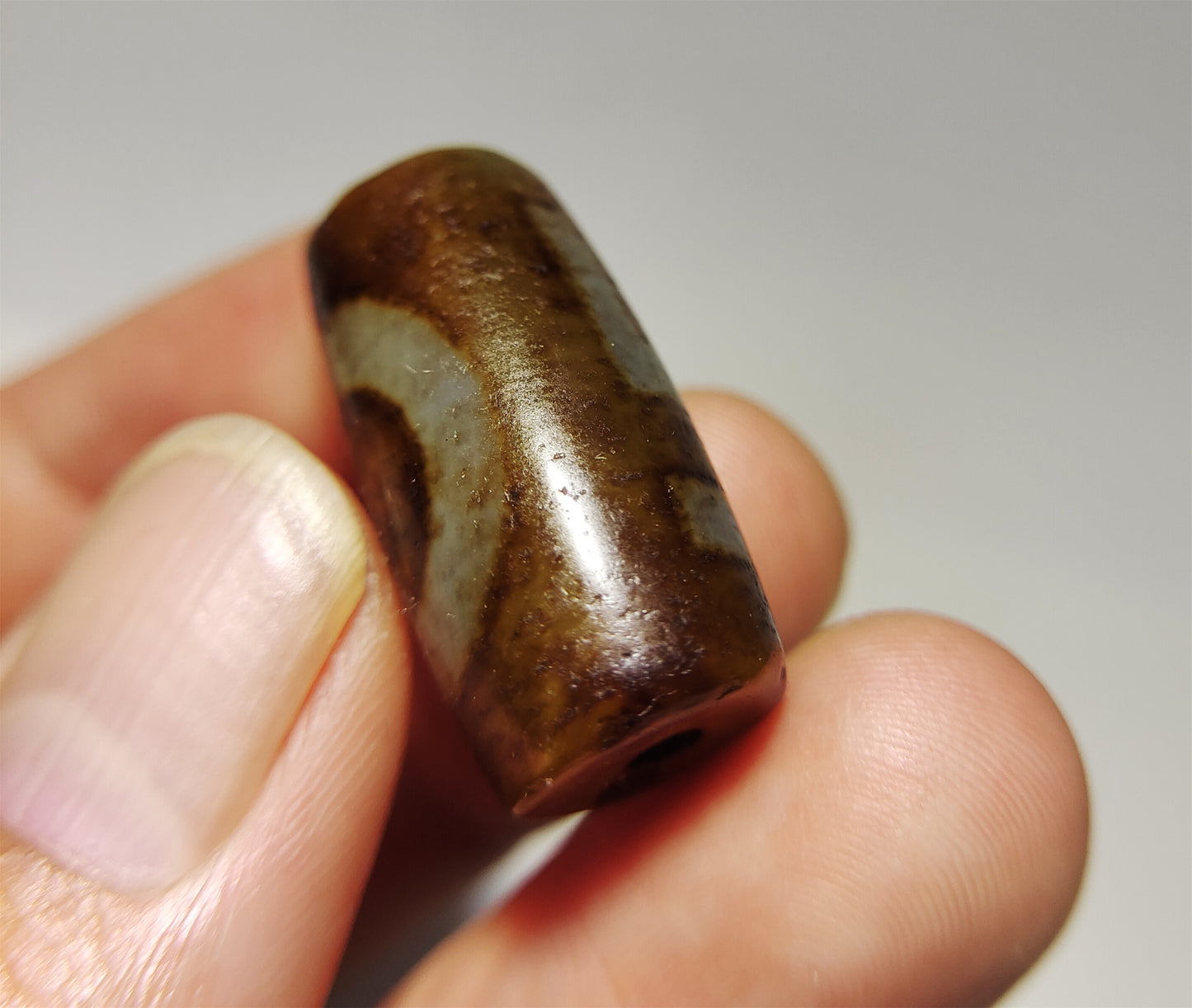 Real Himalaya Ancient One Eye Swastika Dzi Bead Pendant Amulet Tibetan Pure Gzi Genuine Old Antique Agate Talisman