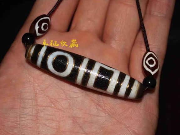 Real Tibetan Ancient Sakor Namkor Dzi Bead Pendant Amulet Himalaya Heaven and Earth Agate Gold Genuine Gzi Old Antique Talisman