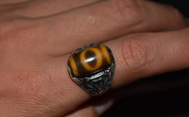 Real Tibetan Ancient Sakor Namkor Dzi Bead Ring Amulet Himalayan Pure Heaven and Earth Gzi Genuine Old Antique Agate Talisman