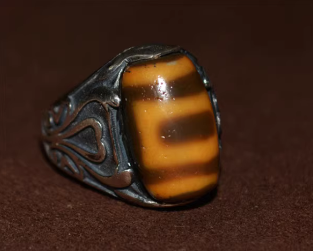 Real Tibetan Ancient Sakor Namkor Dzi Bead Ring Amulet Himalayan Pure Heaven and Earth Gzi Genuine Old Antique Agate Talisman