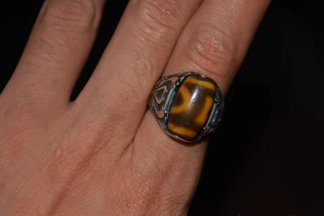 Real Tibetan Ancient Sakor Namkor Dzi Bead Ring Amulet Himalayan Pure Heaven and Earth Gzi Genuine Old Antique Agate Talisman