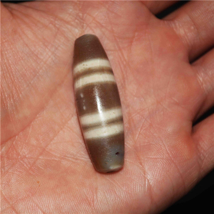 Real Tibetan Ancient Seven Stripes Dzi Bead Amulet Pendant Himalayas Pure Striped Cinnabar Gzi Talisman